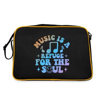 Music Is A Refuge for the Soul - Retro Tasche - Schwarz/Gold - Hinten