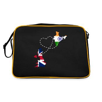 Indien Inder Hindu Stolz Flagge Land I Geschenk - Retro Tasche - Schwarz/Gold - Hinten