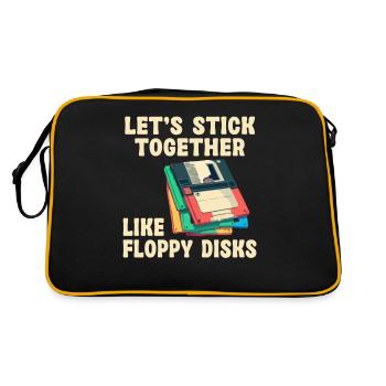 Let's stick together like floppy disks - Retro Bag - black/gold - Back