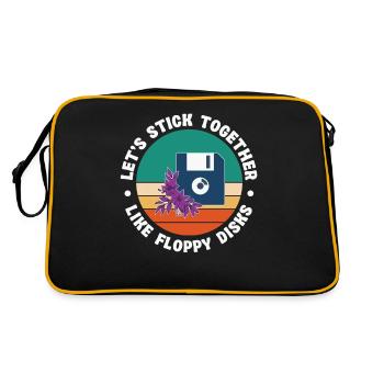 Let's stick together like floppy disks - Retro Bag - black/gold - Back