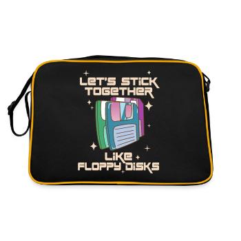 Let's stick together like floppy disks - Retro Bag - black/gold - Back