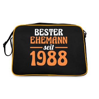 Valentinstag Bester Ehemann Seit 1988 - Retro Tasche - Schwarz/Gold - Hinten