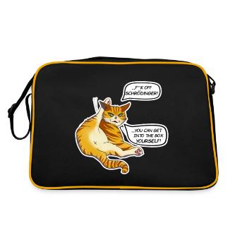 Feline Frustration: Nicht heute, (Katze und eine Kiste) - Retro Tasche - Schwarz/Gold - Hinten