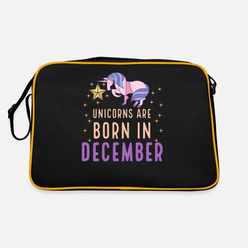 Einhörner werden im Dezember geboren Geburtsmonat Geburtstag - Retro Tasche - Schwarz/Gold