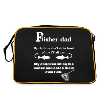 Fisher Dad - Papa Pêche - Aller à la pêche - Papa - Sac Retro - noir/or - Dos