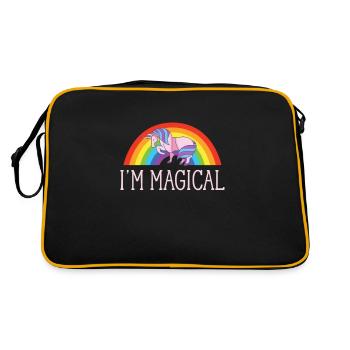Ich bin magisches Regenbogen-Einhorn Lustiges Regenbogen-Einhorn - Retro Tasche - Schwarz/Gold - Hinten