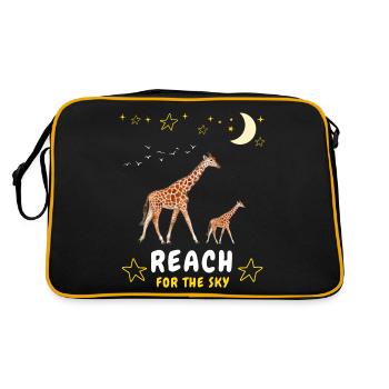 Greifen Sie nach dem Himmel - Giraffenfamilie - Retro Tasche - Schwarz/Gold - Hinten
