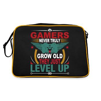 Gamer werden nie wirklich alt, sie steigen einfach auf. - Retro Tasche - Schwarz/Gold - Hinten