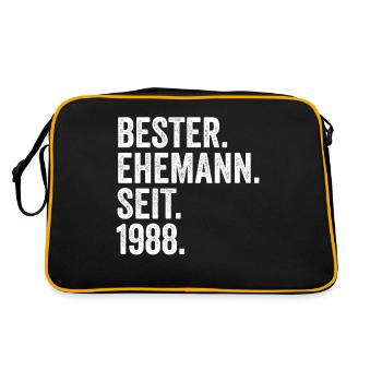 Valentinstag Bester Ehemann Seit 1988 - Retro Tasche - Schwarz/Gold - Hinten