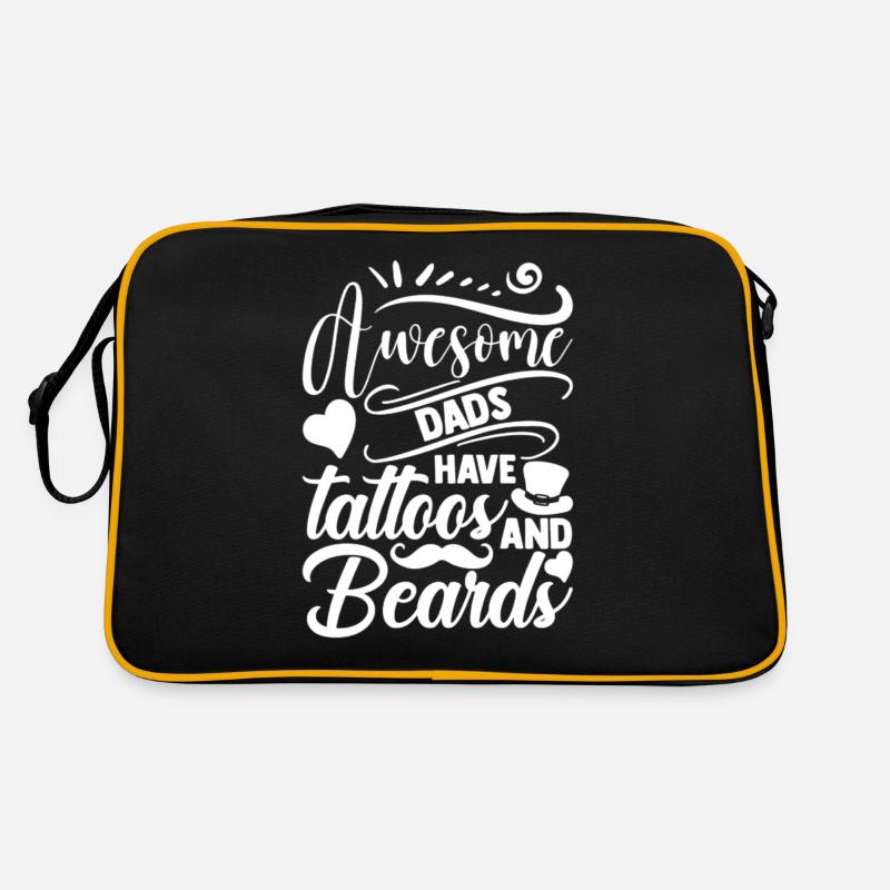 Awesome Dads Have Tattoos And Beards Gift Funny - Retro Bag - black/gold