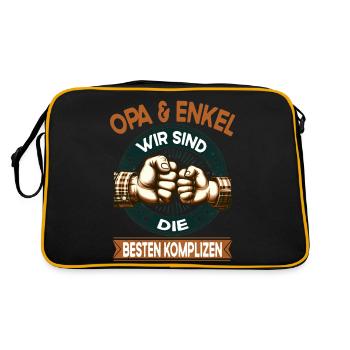 Opa und Enkelin die besten Komplizen Team - Retro Tasche - Schwarz/Gold - Hinten