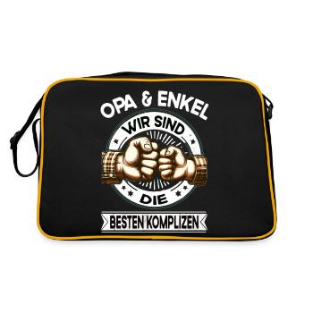 Opa und Enkelin die besten Komplizen Team - Retro Tasche - Schwarz/Gold - Hinten