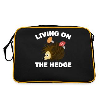 Living On The Hedge Funny Hedgehog With Mushroom - Retro Bag - black/gold - Back