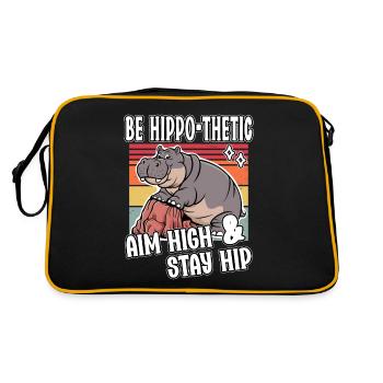 Be Hippo-thetic Aim High Stay Hip Funny Hippo - Retro Bag - black/gold - Back
