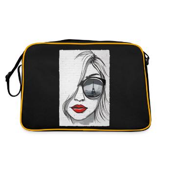 Graffiti-Mädchen in Paris - Eiffelturm - Retro Tasche - Schwarz/Gold - Hinten