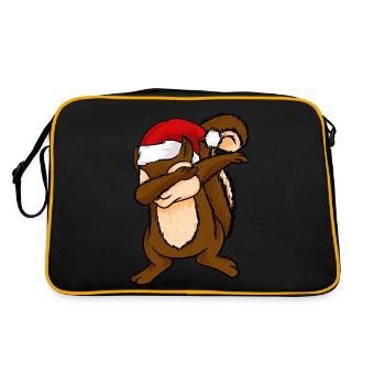 Dabbing Squirrel With Christmas Hat Chipmunks Dab - Retro Bag - black/gold - Back