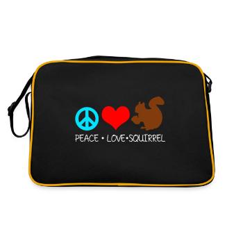 Peace Love Squirrels Cool Chipmunks Animal Lover - Retro Bag - black/gold - Back