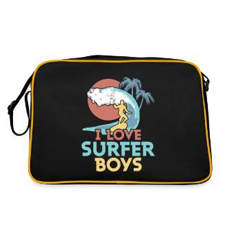 I Love Surfer Boys Surfing Summer Surfboard - Retro Bag - black/gold - Back