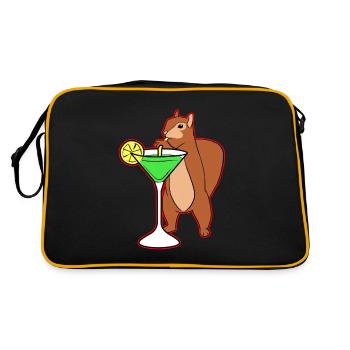 Squirrel Drinking Cocktail Funny Chipmunks Nuts - Retro Bag - black/gold - Back
