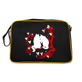 Squirrels In Love On A Tree Funny Chipmunks Animal - Retro Bag - black/gold - Back