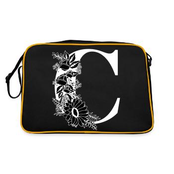 Letter c floral black and white - Retro Bag - black/gold - Back