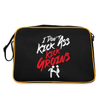 I Don't Kick Ass Kick Groins Martial Arts Krav Mag - Retro Bag - black/gold - Back