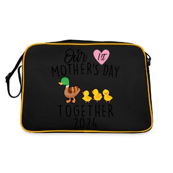 Muttertag Unser erster Muttertag - Retro Tasche - Schwarz/Gold - Hinten
