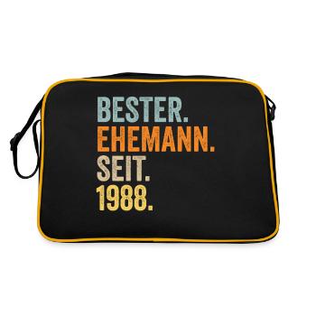 Valentinstag Bester Ehemann Seit 1988 - Retro Tasche - Schwarz/Gold - Hinten