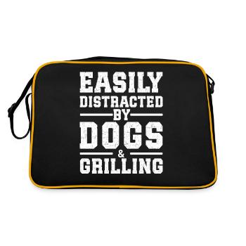 Easily Distracted By Dogs & Grilling - Retro Bag - black/gold - Back