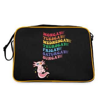 Cute Pride LGBTQ Axolotl - Trau dich, du selbst zu sein - Retro Tasche - Schwarz/Gold - Hinten
