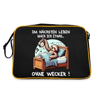 Work I hate the alarm clock and Monday - Retro Bag - black/gold - Back