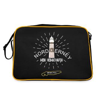Norderney mein Heimathafen Insel Norderney - Retro Tasche - Schwarz/Gold - Hinten