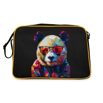 Geometric Panda 1 - Retro Bag - black/gold - Back