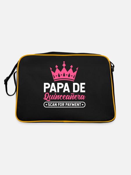 Papa De Quinceanera Scan For Payment 5th Birthday - Retro Bag - black/gold - Back