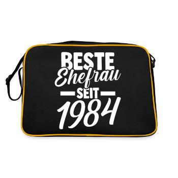 Valentinstag Beste Ehefrau Seit 1984 - Retro Tasche - Schwarz/Gold - Hinten
