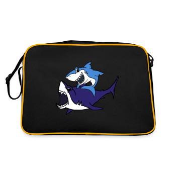 Requin chevauchant un t-shirt de requin drôle de requin - Sac Retro - noir/or - Dos