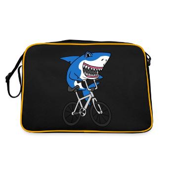 T-shirt de vélo d’équitation de requin drôle mignon - Sac Retro - noir/or - Dos