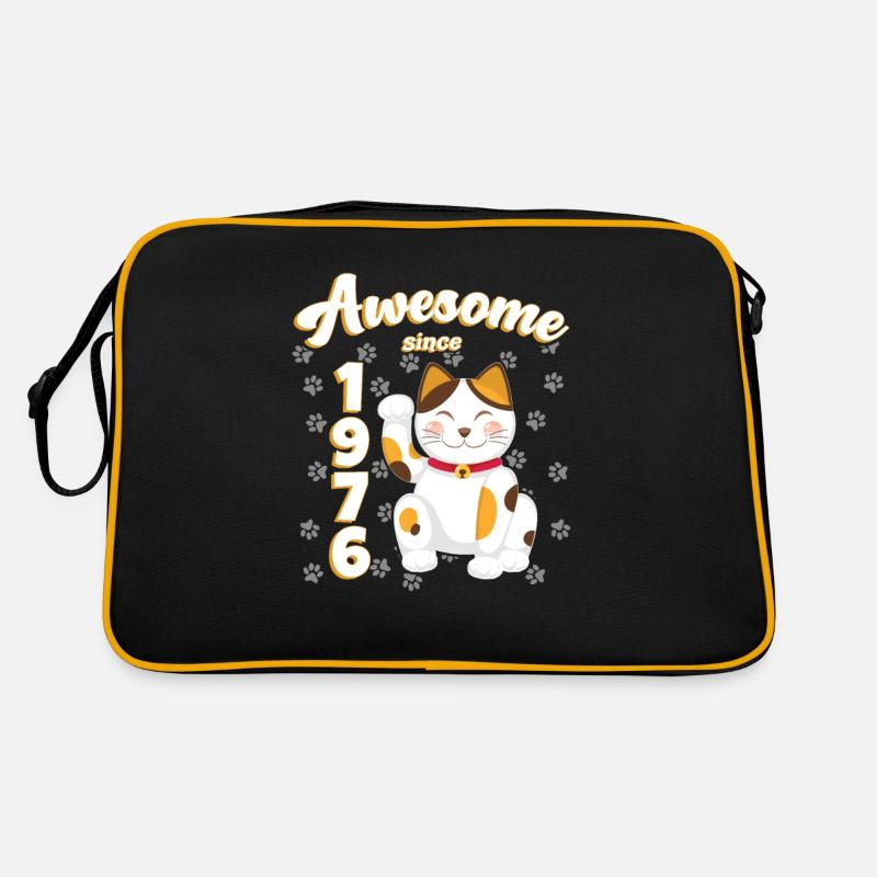 1976 Geburtstag Awesome since Katze Maneki neko Retro Tasche