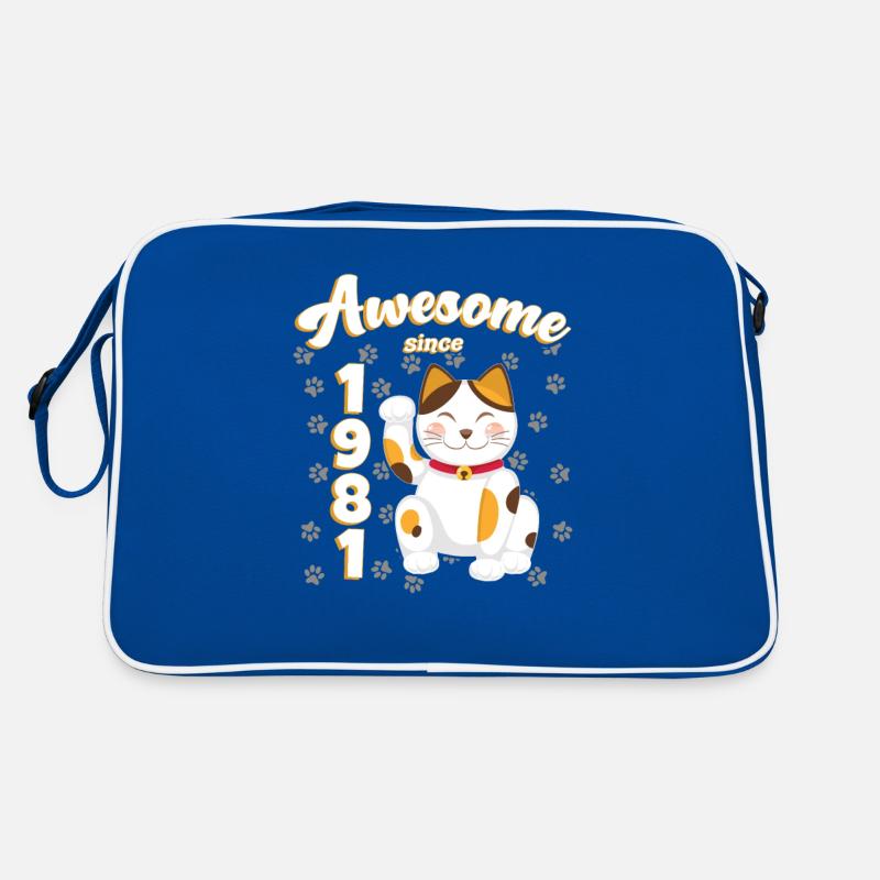 1981 Geburtstag Awesome since Katze Maneki neko Retro Tasche