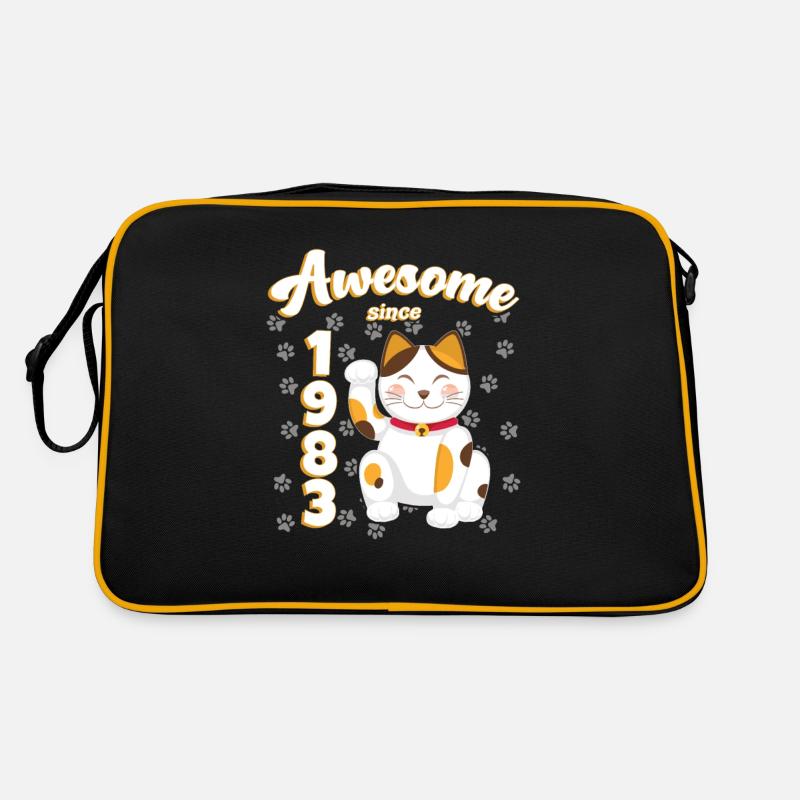 1983 Geburtstag Awesome since Katze Maneki neko Retro Tasche