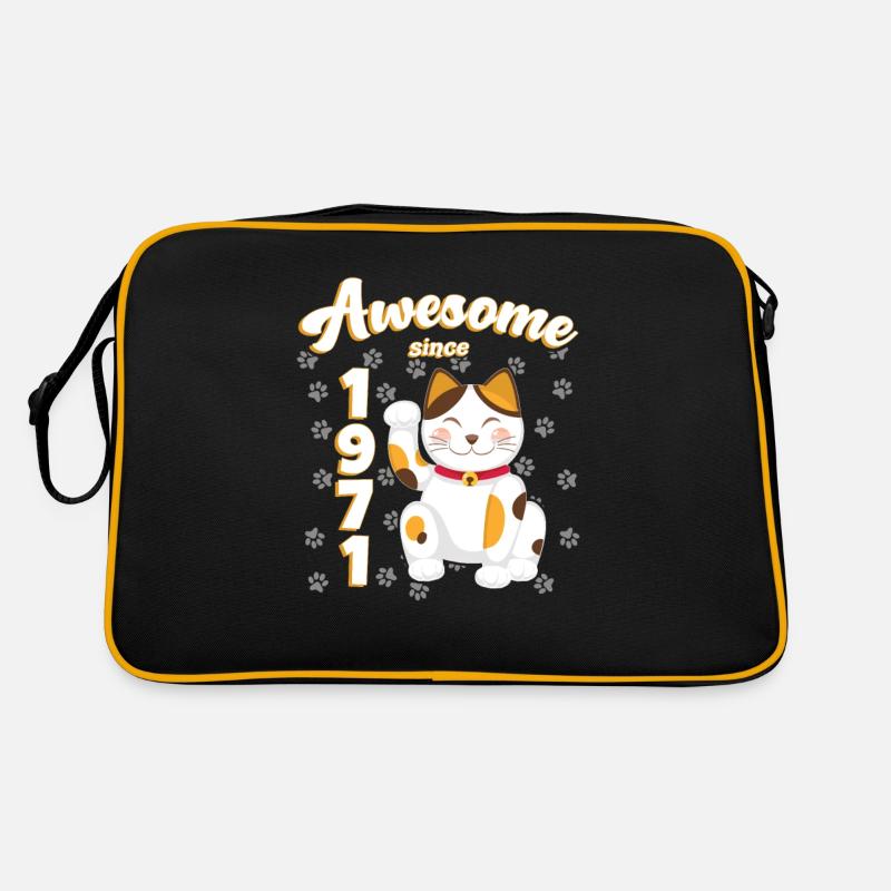 1971 Geburtstag Awesome since Katze Maneki neko Retro Tasche