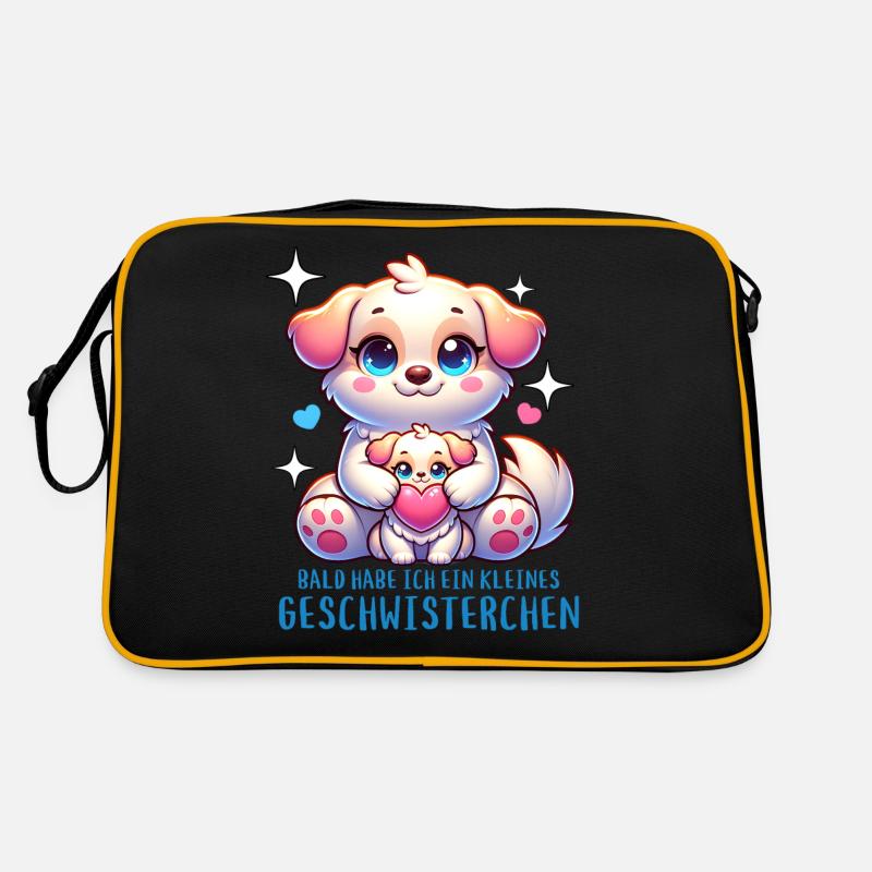 Ich bekomme ein Geschwister Bruder Schwester Retro Tasche