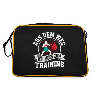 Aus dem Weg Ich muss zum Training Boxer Boxen - Retro Tasche - Schwarz/Gold - Hinten