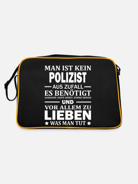 Man Ist Kein Polizist Aus Zufall Polizei - Retro Tasche - Schwarz/Gold - Hinten