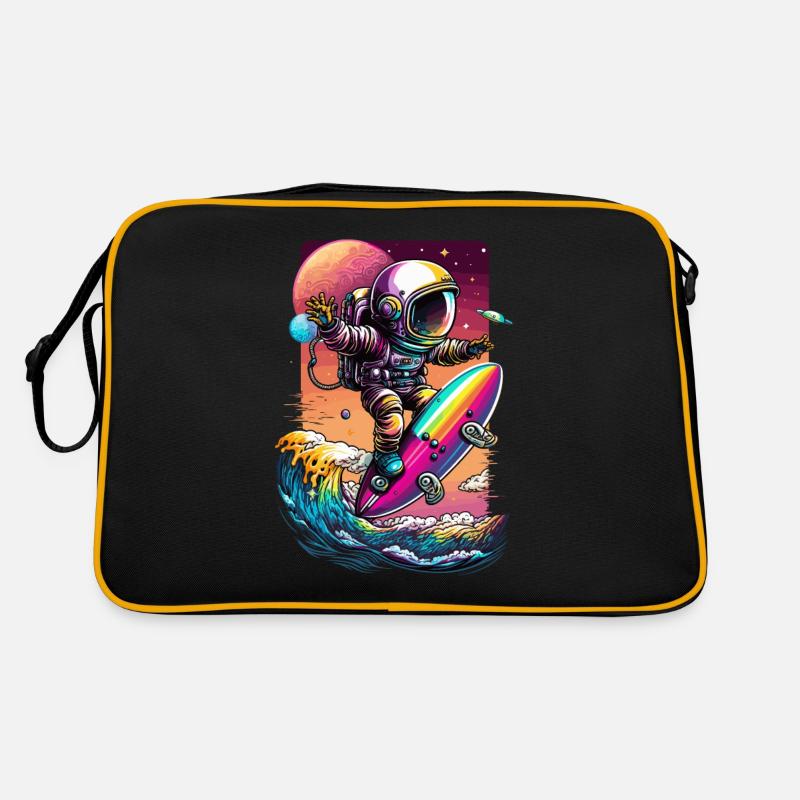 Astronaut Surfing Cosmic Waves Space Explorer Retro Tasche