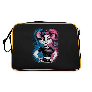 Punk Souris avec Cheveux Roses et Bleus Style Rétro - Sac Retro - noir/or - Dos