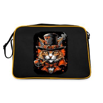 Steampunk Katze - Retro Tasche - Schwarz/Gold - Hinten