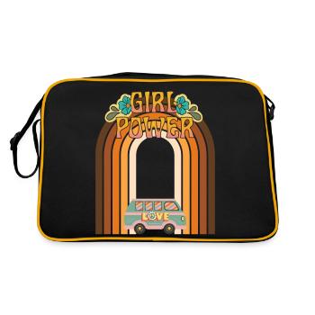 Girl Power Hippie Saying with a Van - Retro Bag - black/gold - Back