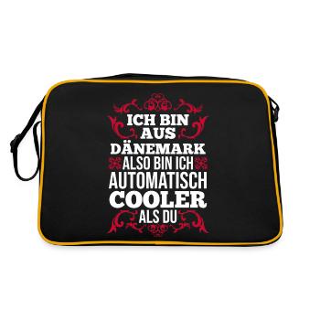 Dänen Dänisch Dänemark - Retro Tasche - Schwarz/Gold - Hinten