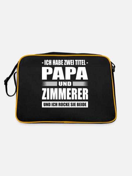 Ich Habe Zwei Titel Papa Und Zimmerer - Retro Tasche - Schwarz/Gold - Hinten